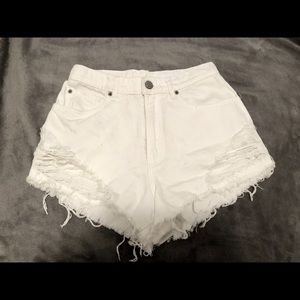 Garage High Waisted White Denim Shorts